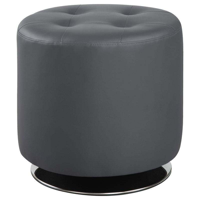 Bowman Round Upholstered Ottoman Grey - Theo's Factory Direct Mattress & Furniture (Columbus, OH)