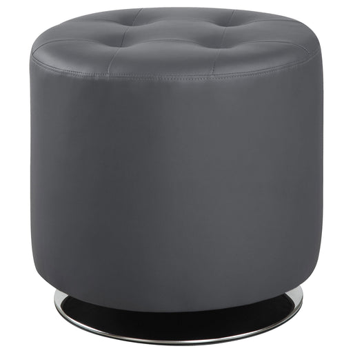 Bowman Round Upholstered Ottoman Grey - Theo's Factory Direct Mattress & Furniture (Columbus, OH)