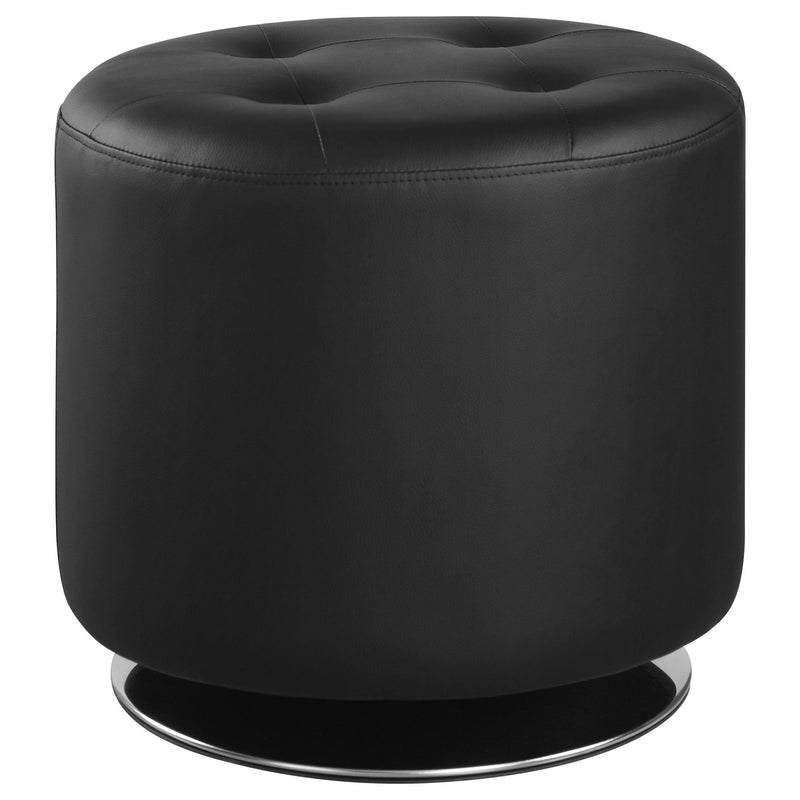 Bowman Round Upholstered Ottoman Black - Theo's Factory Direct Mattress & Furniture (Columbus, OH)