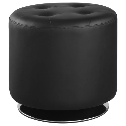 Bowman Round Upholstered Ottoman Black - Theo's Factory Direct Mattress & Furniture (Columbus, OH)