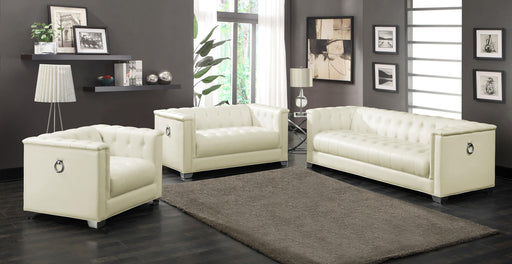 Chaviano 3-piece Upholstered Tufted Sofa Set Pearl White - Theo's Factory Direct Mattress & Furniture (Columbus, OH)