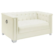 Chaviano Tufted Upholstered Loveseat Pearl White - Theo's Factory Direct Mattress & Furniture (Columbus, OH)