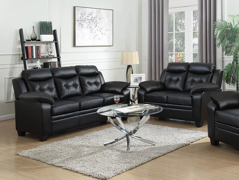 Finley Upholstered Pillow Top Arm Living Room Set Black - Theo's Factory Direct Mattress & Furniture (Columbus, OH)