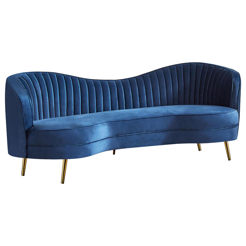 Sophia Upholstered Camel Back Sofa Blue - Theo's Factory Direct Mattress & Furniture (Columbus, OH)