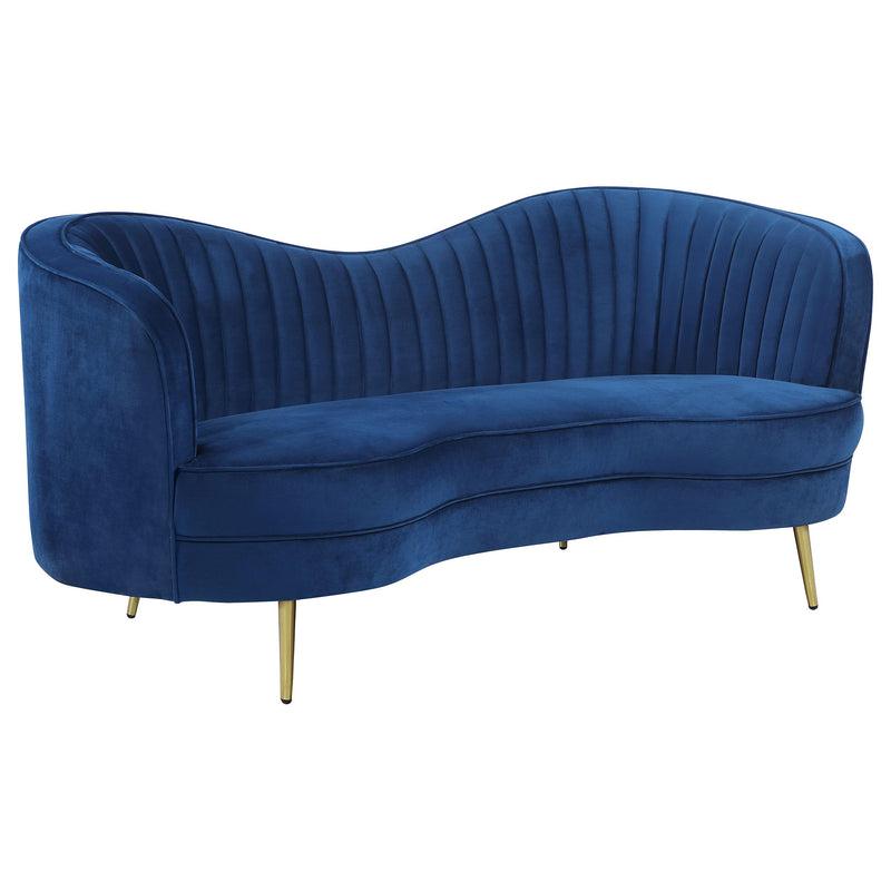 Sophia Upholstered Camel Back Loveseat Blue - Theo's Factory Direct Mattress & Furniture (Columbus, OH)