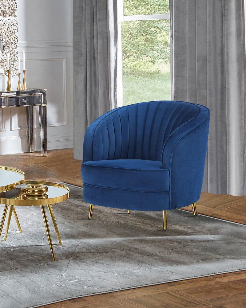 Sophia Upholstered Vertical Channel Tufted Chair Blue - Theo's Factory Direct Mattress & Furniture (Columbus, OH)