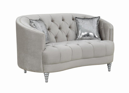 Avonlea Sloped Arm Tufted Loveseat Grey - Theo's Factory Direct Mattress & Furniture (Columbus, OH)