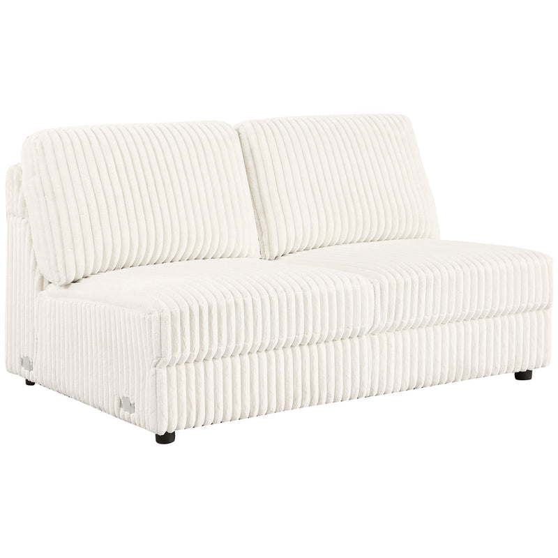 Emberson Upholstered Armless Loveseat Ivory - Theo's Factory Direct Mattress & Furniture (Columbus, OH)