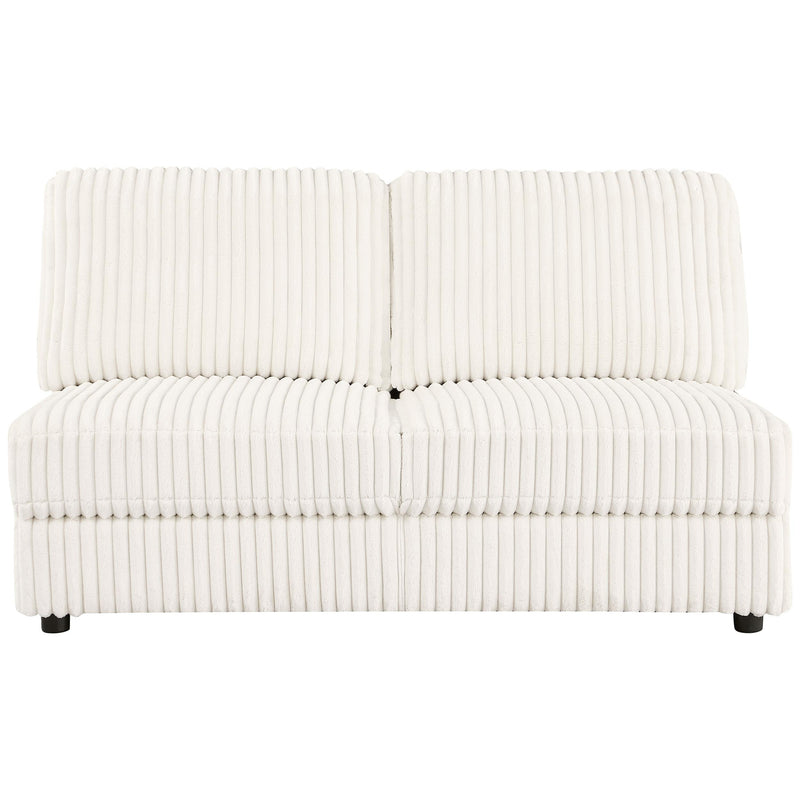 Emberson Upholstered Armless Loveseat Ivory - Theo's Factory Direct Mattress & Furniture (Columbus, OH)