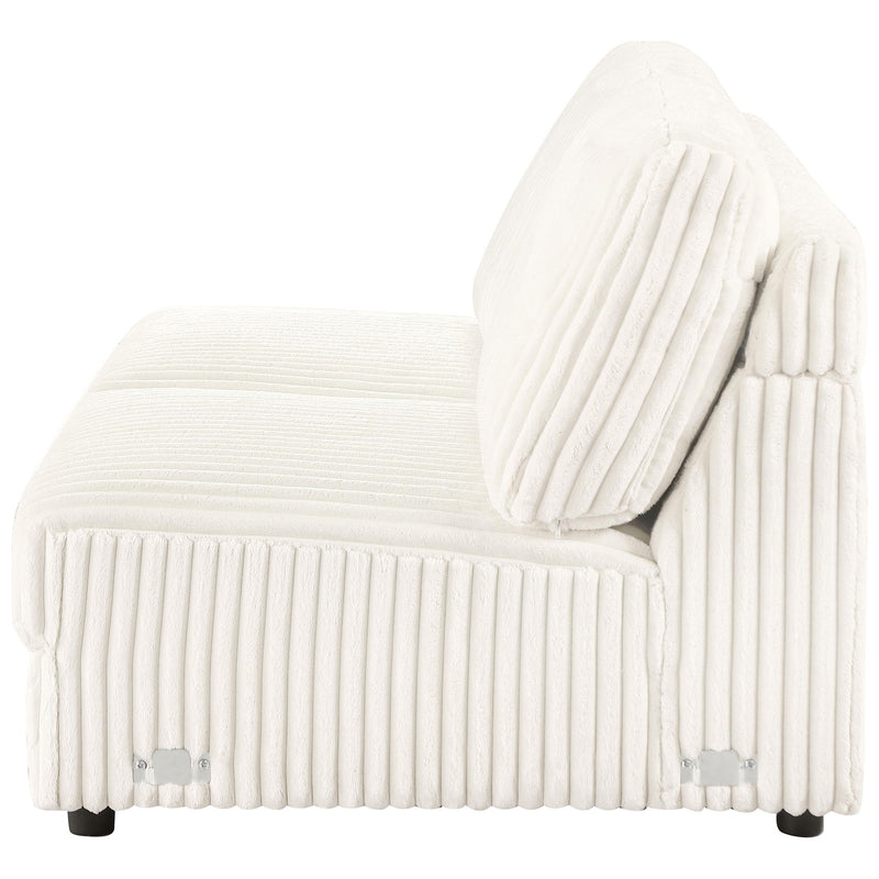 Emberson Upholstered Armless Loveseat Ivory - Theo's Factory Direct Mattress & Furniture (Columbus, OH)