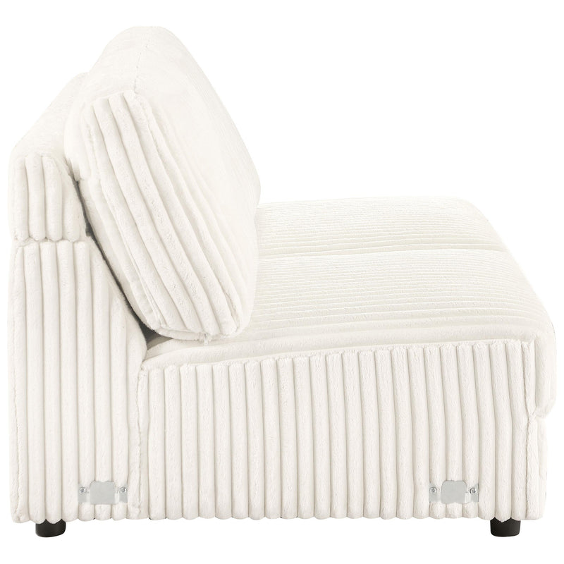 Emberson Upholstered Armless Loveseat Ivory - Theo's Factory Direct Mattress & Furniture (Columbus, OH)