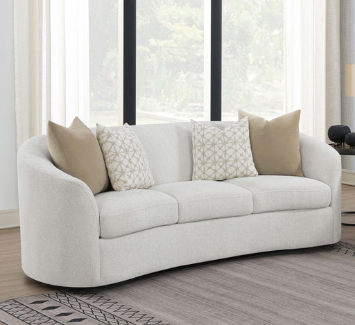 Rainn Upholstered Tight Back Sofa Latte - Theo's Factory Direct Mattress & Furniture (Columbus, OH)