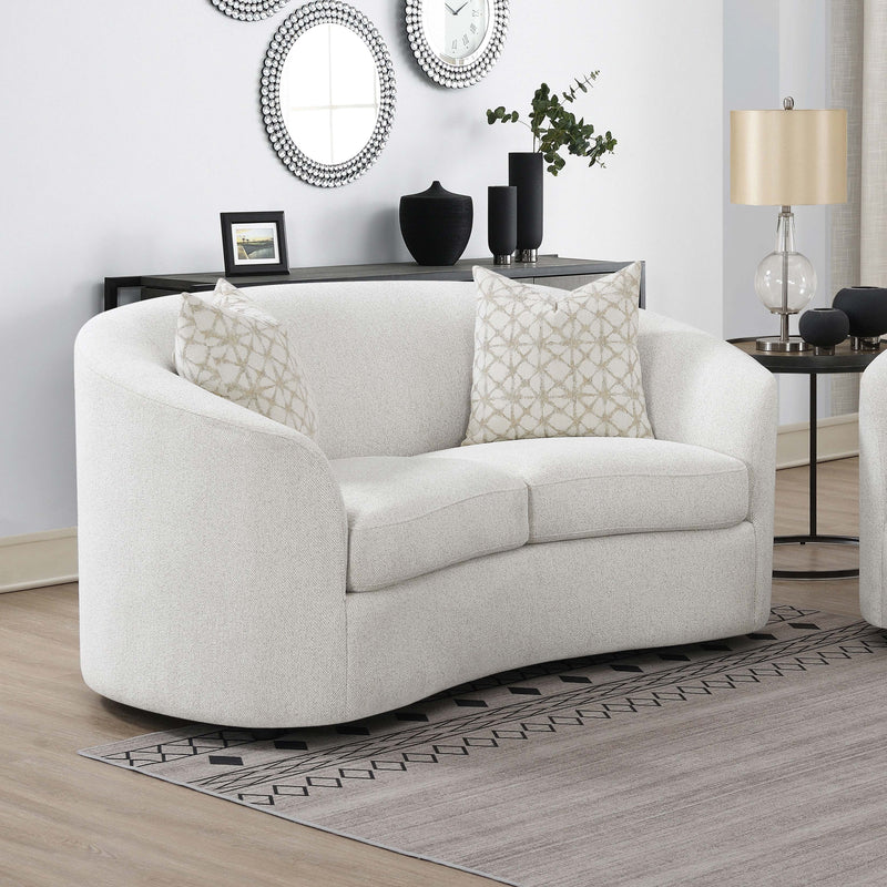 Rainn Upholstered Tight Back Loveseat Latte - Theo's Factory Direct Mattress & Furniture (Columbus, OH)