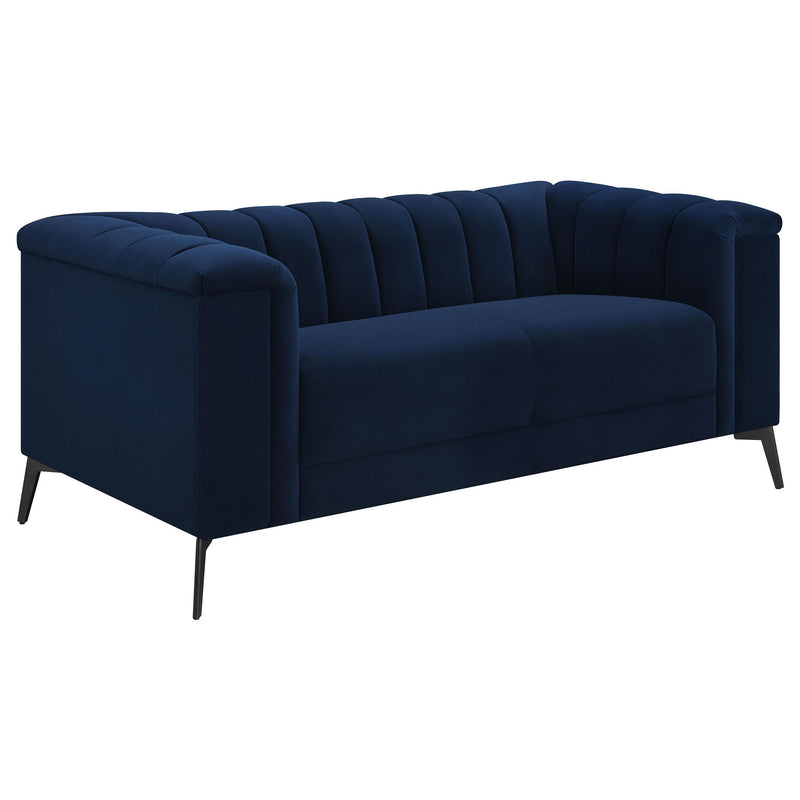 Chalet Tuxedo Arm Loveseat Blue - Theo's Factory Direct Mattress & Furniture (Columbus, OH)