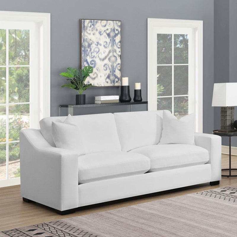 Ashlyn Upholstered Sloped Arms Sofa White - Theo's Factory Direct Mattress & Furniture (Columbus, OH)