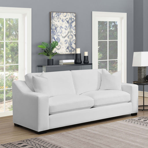 Ashlyn Upholstered Sloped Arms Sofa White - Theo's Factory Direct Mattress & Furniture (Columbus, OH)