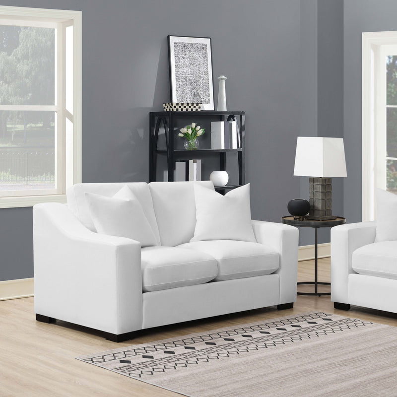 Ashlyn Upholstered Sloped Arms Loveseat White - Theo's Factory Direct Mattress & Furniture (Columbus, OH)