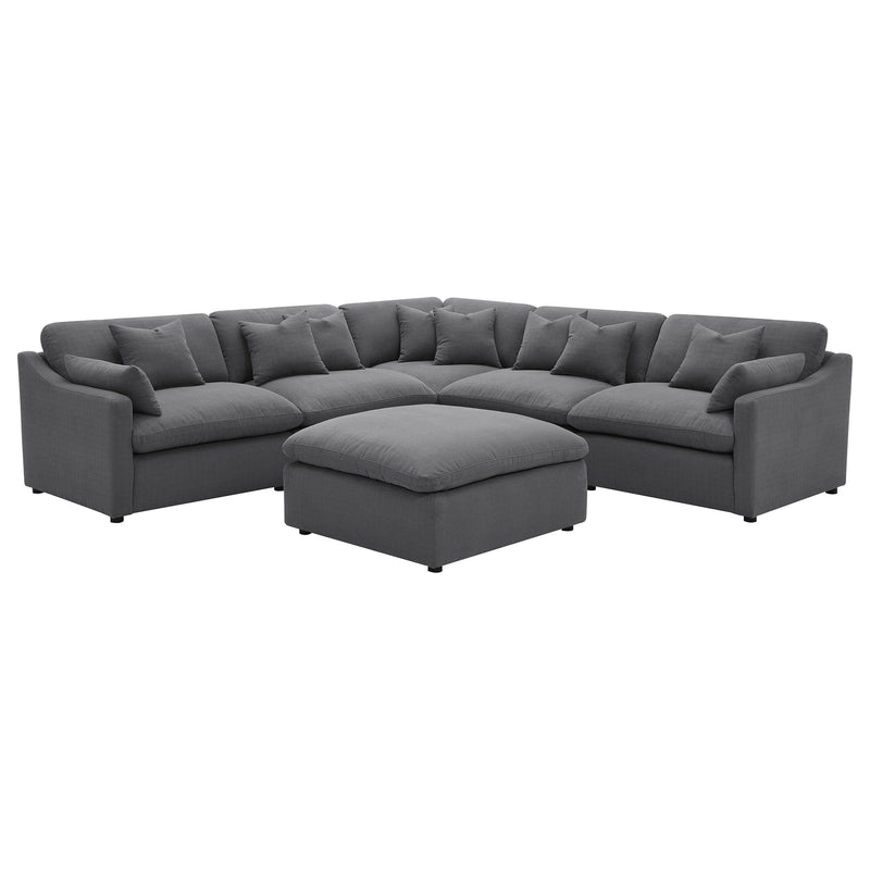 Hobson 6-piece Upholstered Modular Sectional Sofa Charcoal - Theo's Factory Direct Mattress & Furniture (Columbus, OH)