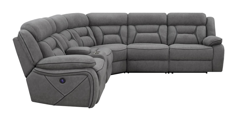 Higgins 4-piece Upholstered Power Sectional Grey - Theo's Factory Direct Mattress & Furniture (Columbus, OH)