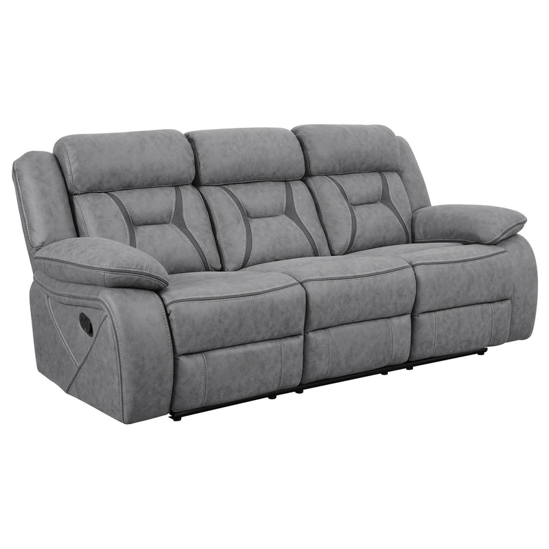 Higgins Pillow Top Arm Upholstered Motion Sofa Grey - Theo's Factory Direct Mattress & Furniture (Columbus, OH)