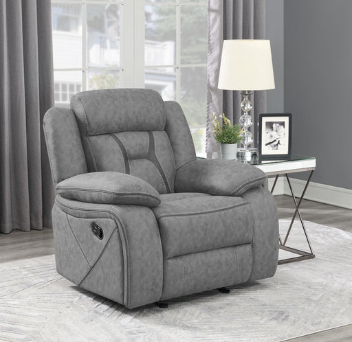 Higgins Overstuffed Upholstered Glider Recliner Grey - Theo's Factory Direct Mattress & Furniture (Columbus, OH)