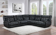 Hewitt Leather Upholstered Power Reclining Sectional Black - Theo's Factory Direct Mattress & Furniture (Columbus, OH)