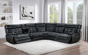 Hewitt Leather Upholstered Power Reclining Sectional Black - Theo's Factory Direct Mattress & Furniture (Columbus, OH)