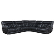 Hewitt Leather Upholstered Power Reclining Sectional Black - Theo's Factory Direct Mattress & Furniture (Columbus, OH)