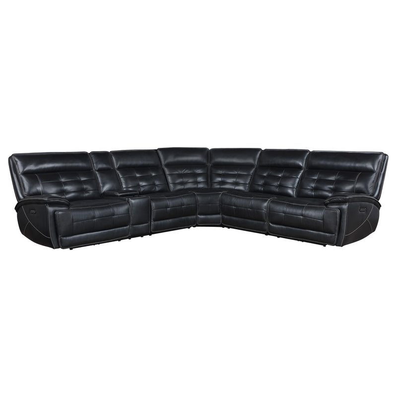 Hewitt Leather Upholstered Power Reclining Sectional Black - Theo's Factory Direct Mattress & Furniture (Columbus, OH)