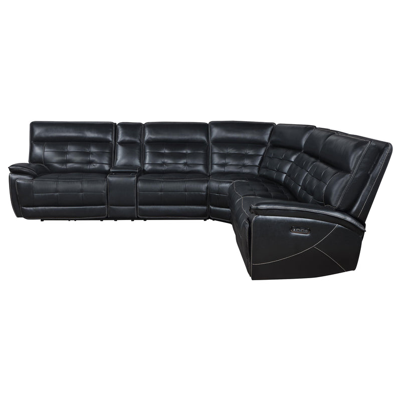 Hewitt Leather Upholstered Power Reclining Sectional Black - Theo's Factory Direct Mattress & Furniture (Columbus, OH)