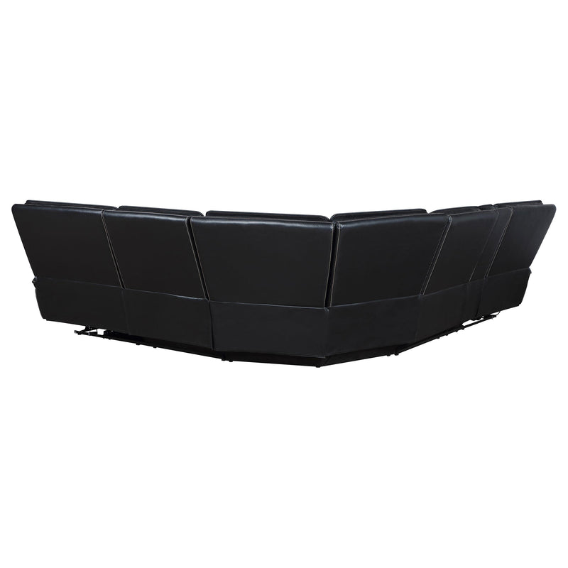 Hewitt Leather Upholstered Power Reclining Sectional Black - Theo's Factory Direct Mattress & Furniture (Columbus, OH)