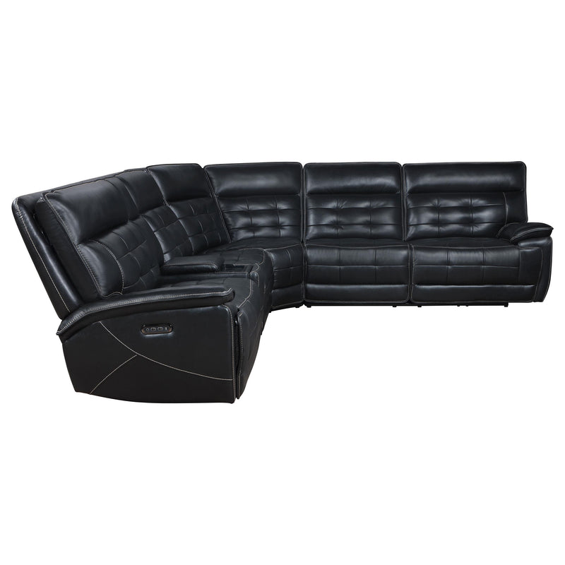 Hewitt Leather Upholstered Power Reclining Sectional Black - Theo's Factory Direct Mattress & Furniture (Columbus, OH)