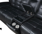 Hewitt Leather Upholstered Power Reclining Sectional Black - Theo's Factory Direct Mattress & Furniture (Columbus, OH)