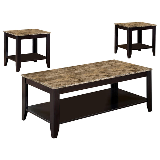 Flores 3-piece Occasional Table Set with Shelf Cappuccino - Theo's Factory Direct Mattress & Furniture (Columbus, OH)