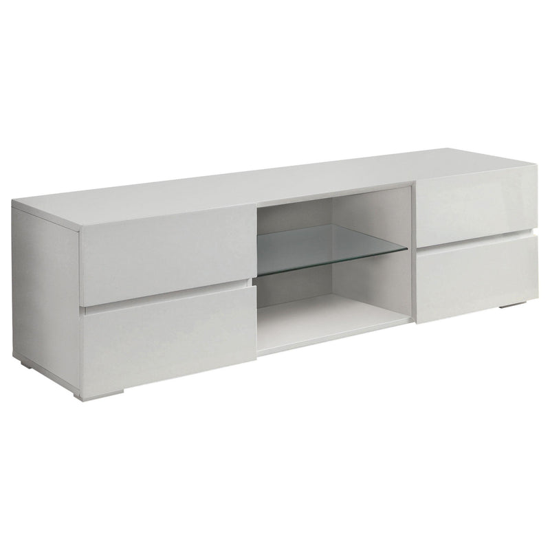 Galvin 4-drawer TV Console Glossy White - Theo's Factory Direct Mattress & Furniture (Columbus, OH)