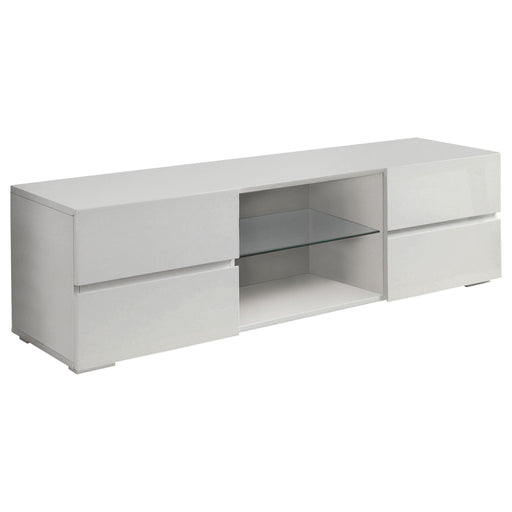 Galvin 4-drawer TV Console Glossy White - Theo's Factory Direct Mattress & Furniture (Columbus, OH)