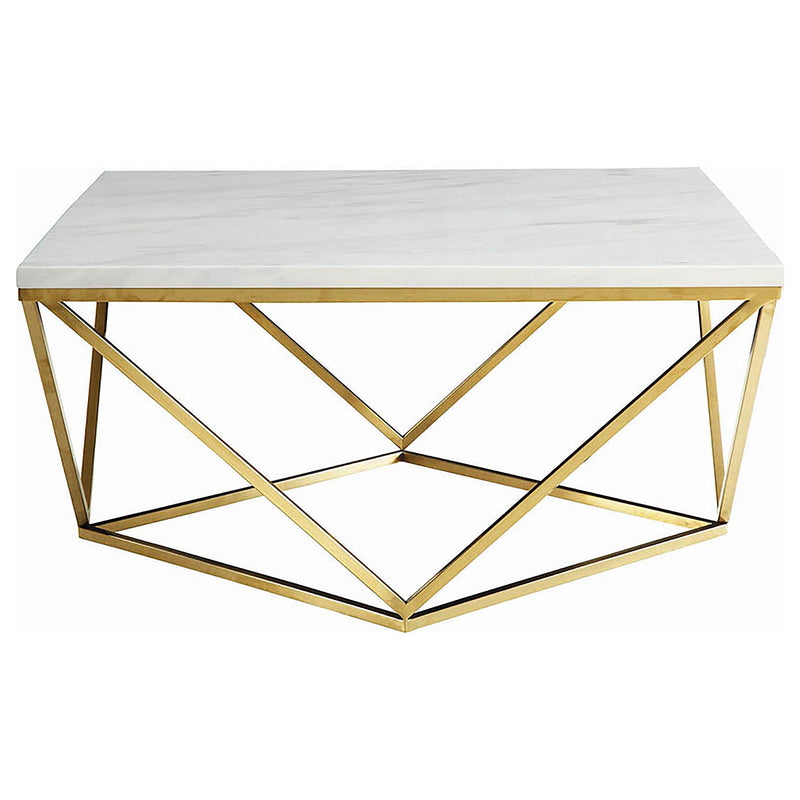 Meryl Square Coffee Table White and Gold - Theo's Factory Direct Mattress & Furniture (Columbus, OH)