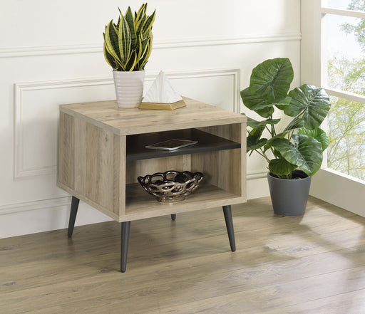 Welsh Square Engineered Wood End Table With Shelf Antique Pine and Grey - Theo's Factory Direct Mattress & Furniture (Columbus, OH)