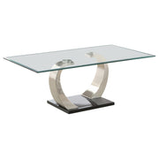 Pruitt Glass Top Coffee Table Clear and Satin - Theo's Factory Direct Mattress & Furniture (Columbus, OH)