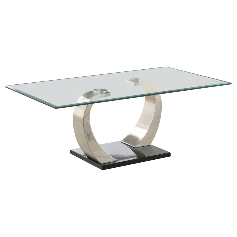 Pruitt Glass Top Coffee Table Clear and Satin - Theo's Factory Direct Mattress & Furniture (Columbus, OH)