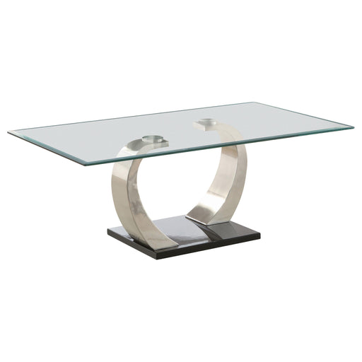 Pruitt Glass Top Coffee Table Clear and Satin - Theo's Factory Direct Mattress & Furniture (Columbus, OH)