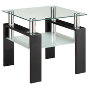 Dyer Tempered Glass End Table with Shelf Black - Theo's Factory Direct Mattress & Furniture (Columbus, OH)