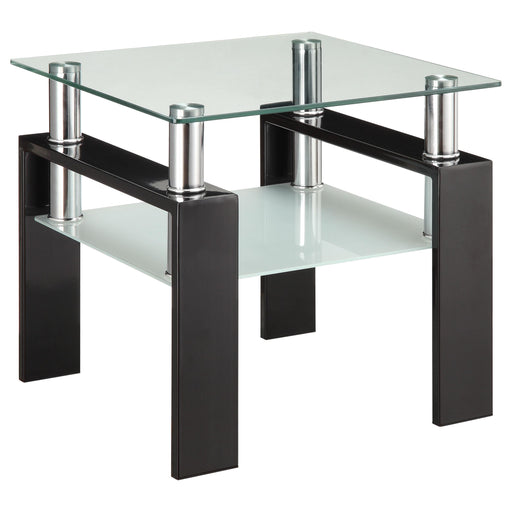 Dyer Tempered Glass End Table with Shelf Black - Theo's Factory Direct Mattress & Furniture (Columbus, OH)