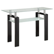 Dyer Tempered Glass Sofa Table with Shelf Black - Theo's Factory Direct Mattress & Furniture (Columbus, OH)