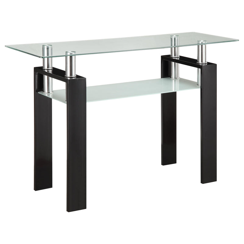 Dyer Tempered Glass Sofa Table with Shelf Black - Theo's Factory Direct Mattress & Furniture (Columbus, OH)