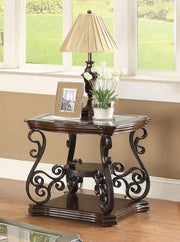 Laney End Table Deep Merlot and Clear - Theo's Factory Direct Mattress & Furniture (Columbus, OH)
