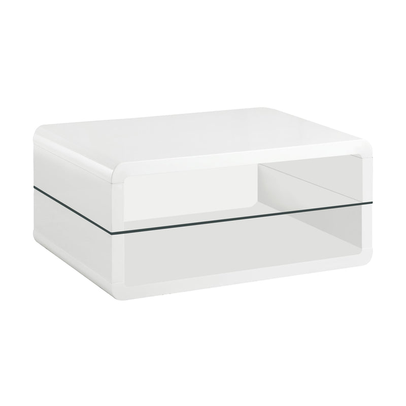 Elana Rectangle 2-shelf Coffee Table Glossy White - Theo's Factory Direct Mattress & Furniture (Columbus, OH)