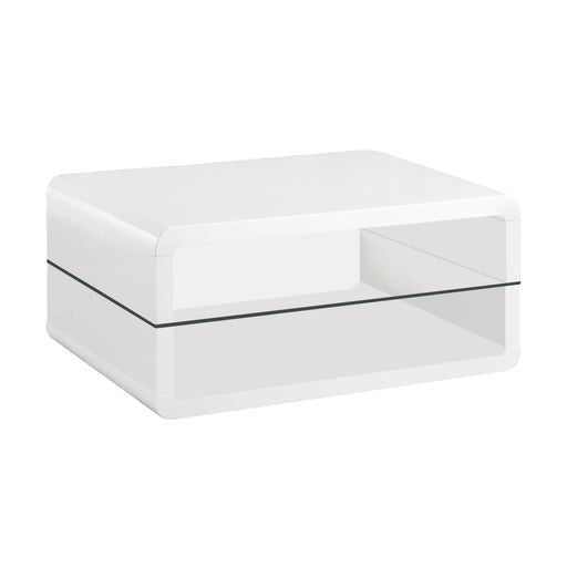 Elana Rectangle 2-shelf Coffee Table Glossy White - Theo's Factory Direct Mattress & Furniture (Columbus, OH)