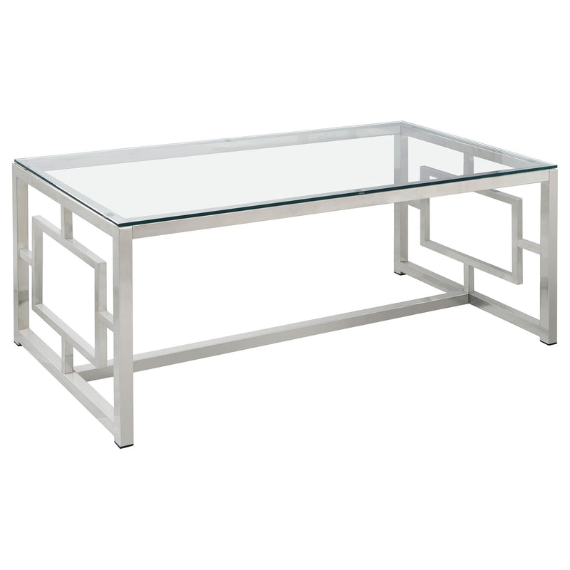 Merced Rectangle Glass Top Coffee Table Nickel - Theo's Factory Direct Mattress & Furniture (Columbus, OH)