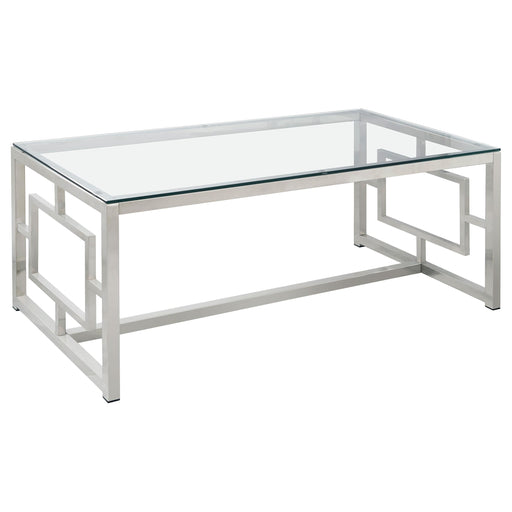 Merced Rectangle Glass Top Coffee Table Nickel - Theo's Factory Direct Mattress & Furniture (Columbus, OH)